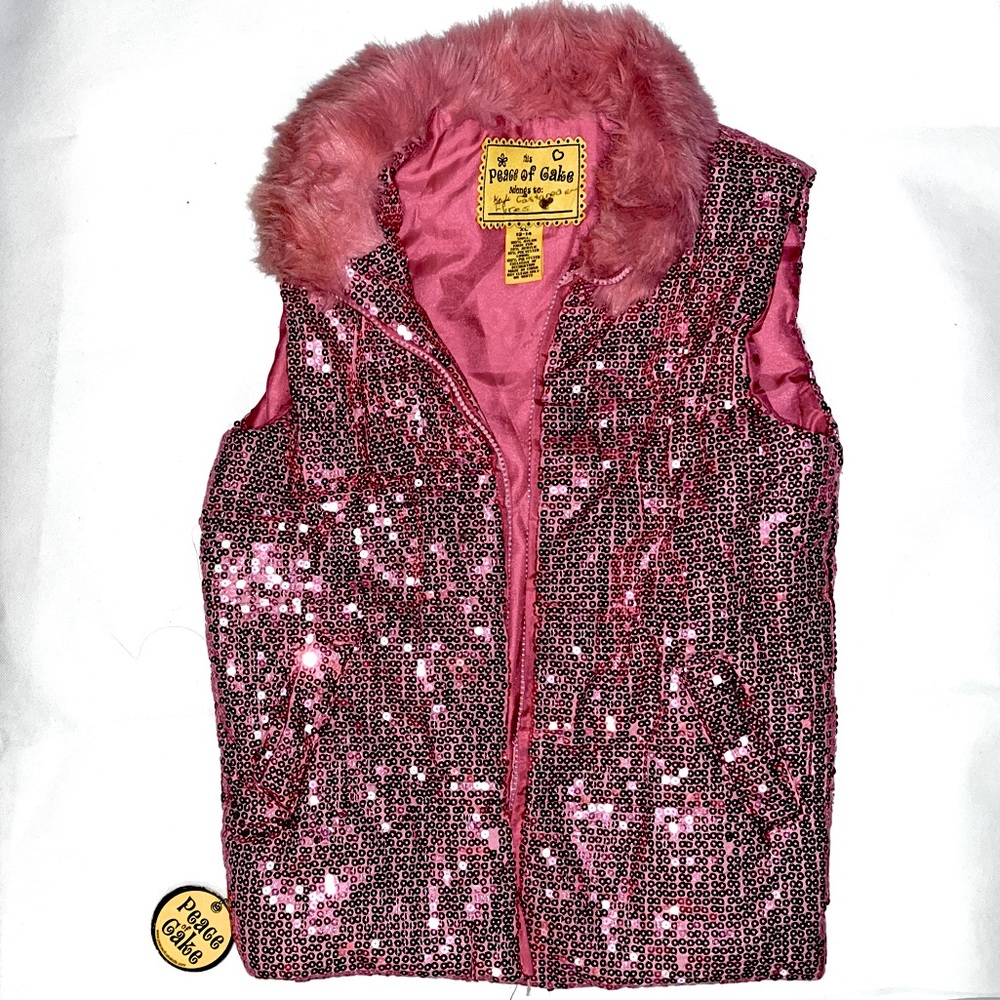 Peace of Cake pink sequin vest size XL 12-14